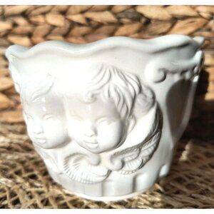 Vintage Bloom-Rite Cherub Planter, White Ceramic Cherubs, GUC